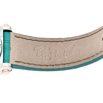 Chopard 18K Rose Gold Stainless Steel Alligator Diamond Turquoise Mother of Pearl 36mm Happy Sport Fish Automatic Watch 5 of 9