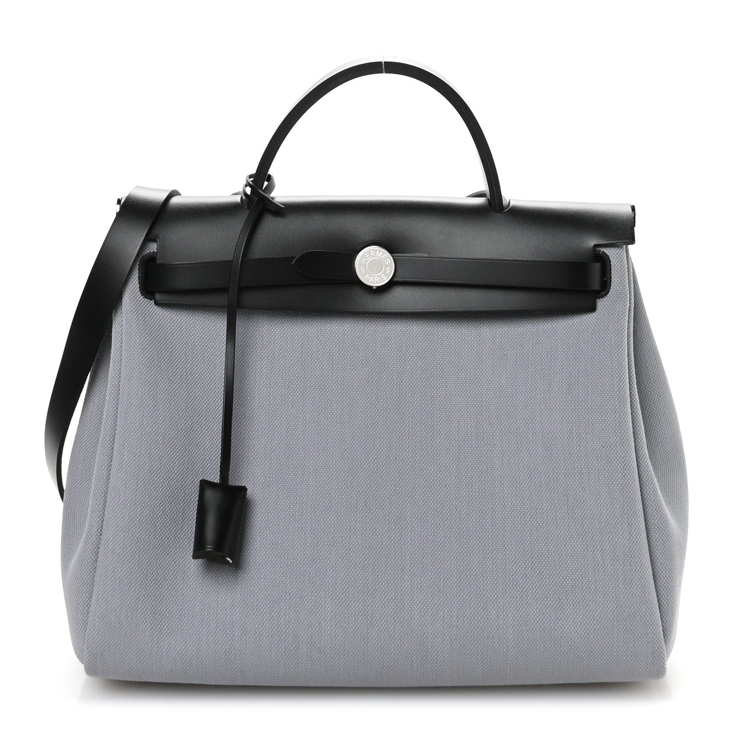 Hermes Military Toile Vache Hunter Herbag Zip Retourne 31 PM Gris Pantin Black 1 of 12