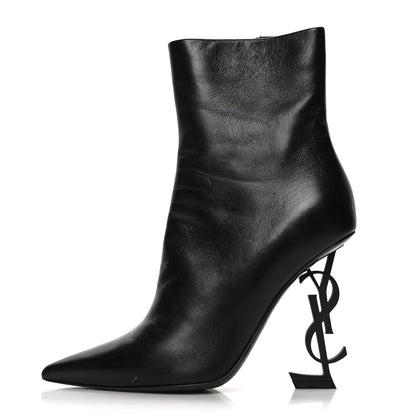 Saint Laurent Calfskin Opyum Ankle Boots 38 Black 1 of 7