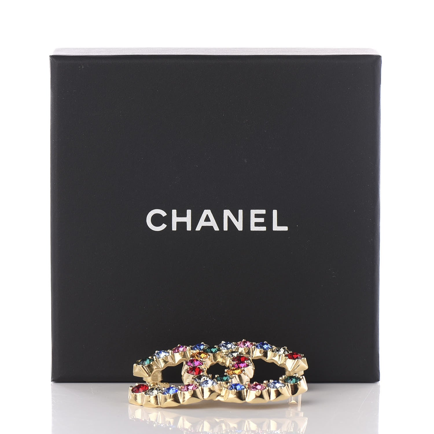 Chanel Crystal Over The Rainbow CC Brooch Gold Multicolor 4 of 4