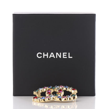 Chanel Crystal Over The Rainbow CC Brooch Gold Multicolor 4 of 4