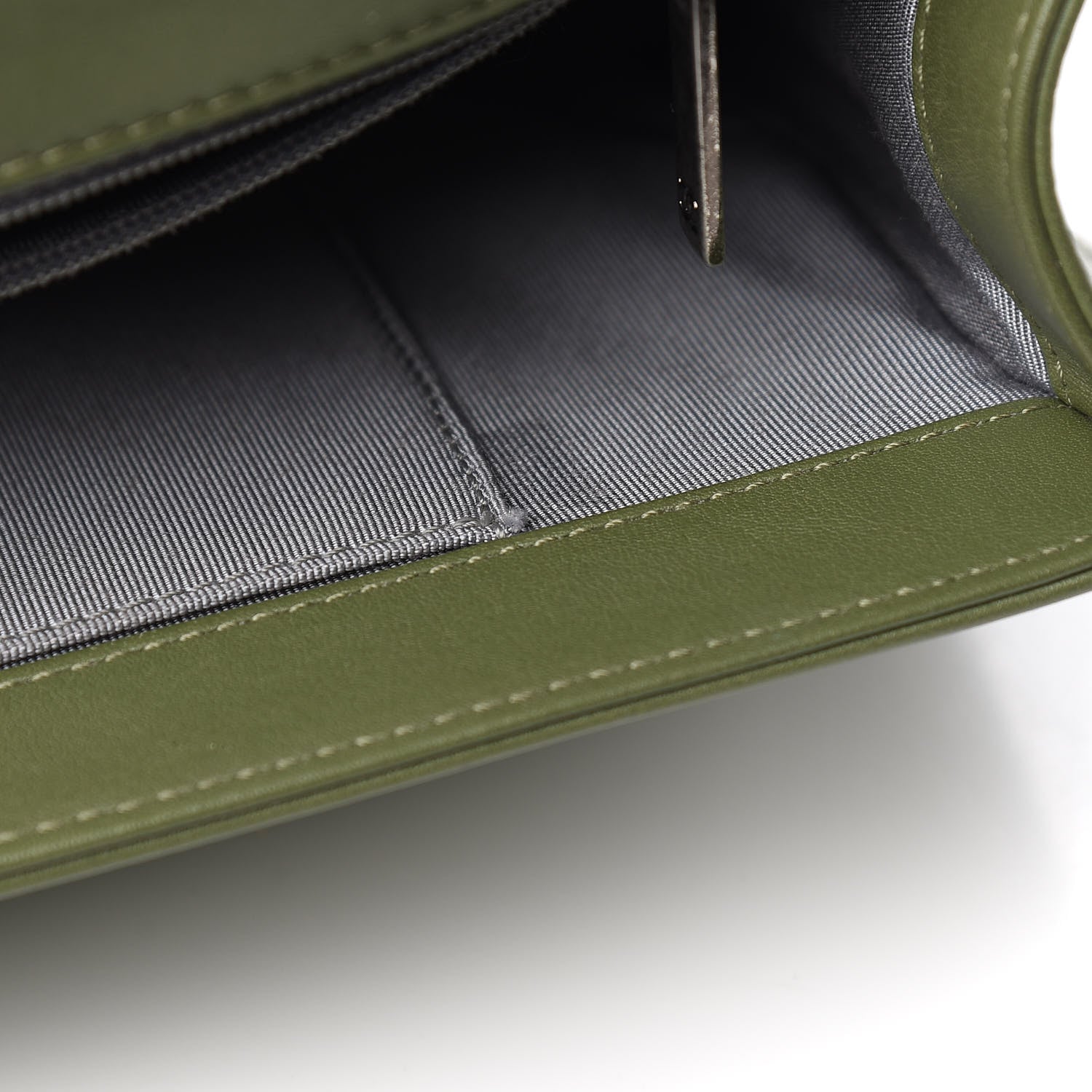 Chanel Calfskin Chevron Quilted New Medium Boy Flap Dark Green 12 of 13