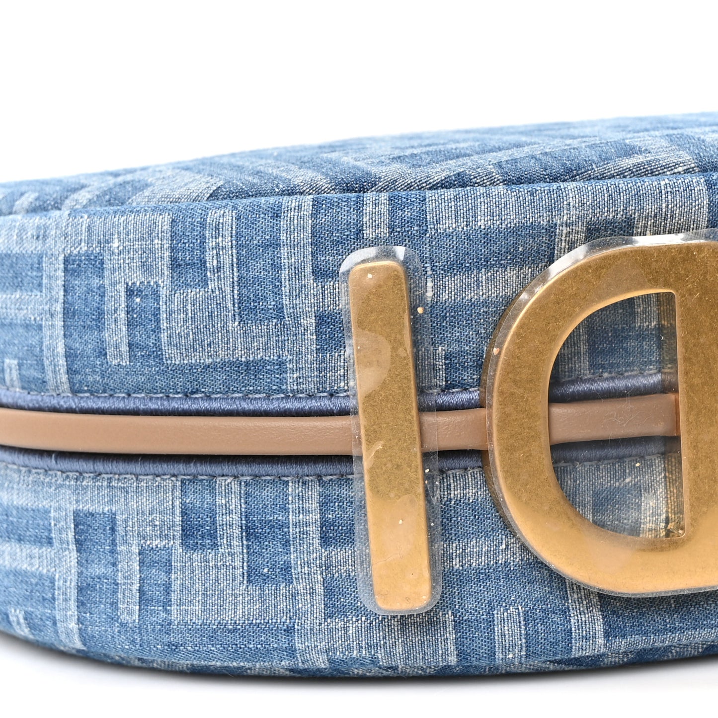 Denim Vitello King F is Fendi FF Embroidered Mini Fendigraphy Hobo Bag Denim Sand