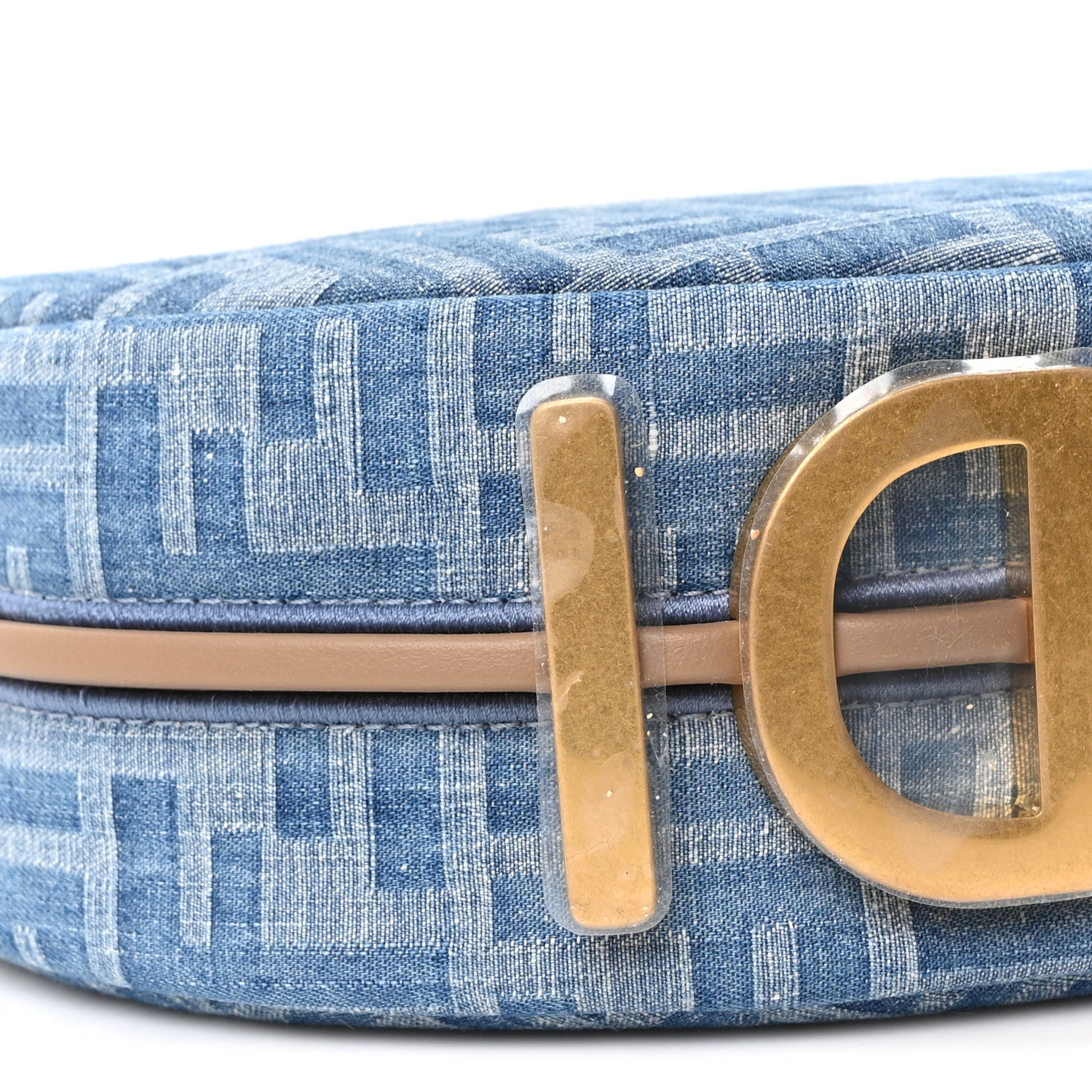Fendi Denim Vitello King F is Fendi FF Embroidered Mini Fendigraphy Hobo Bag Denim Sand 9 of 11