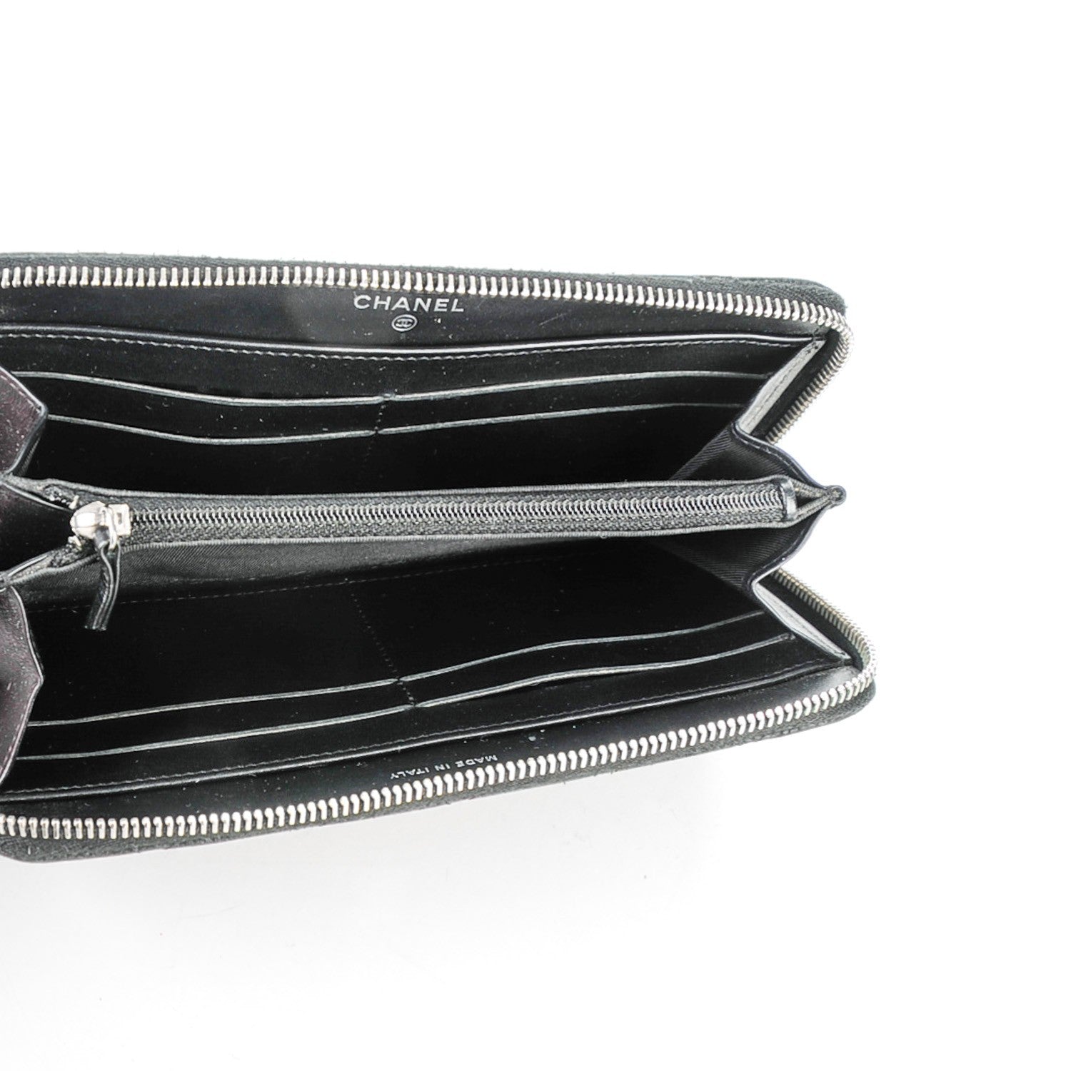 Chanel Iridescent Caviar Quilted Large Zip Around Wallet Black 5 of 8