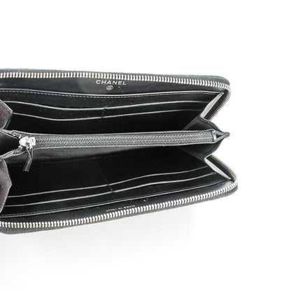 Chanel Iridescent Caviar Quilted Large Zip Around Wallet Black 5 of 8