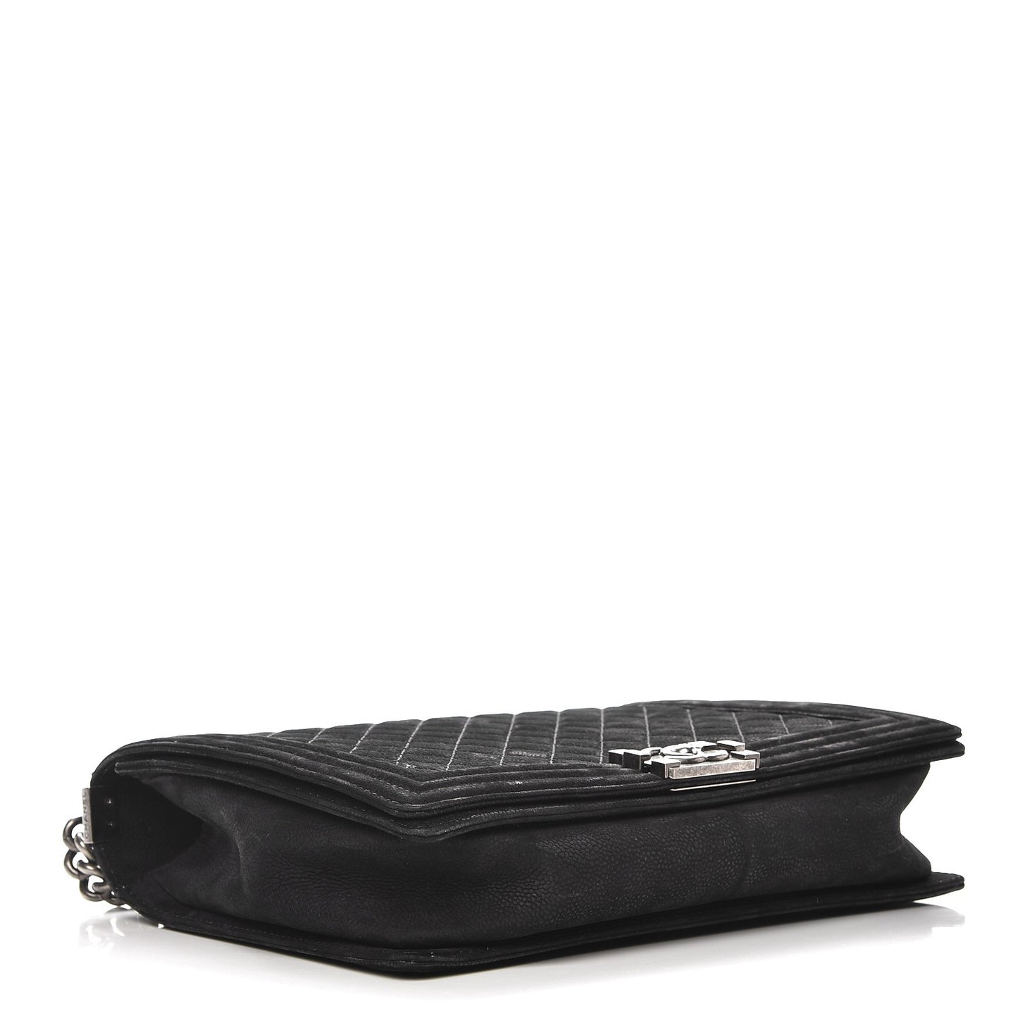 Iridescent Caviar Quilted Large Boy Flap Black