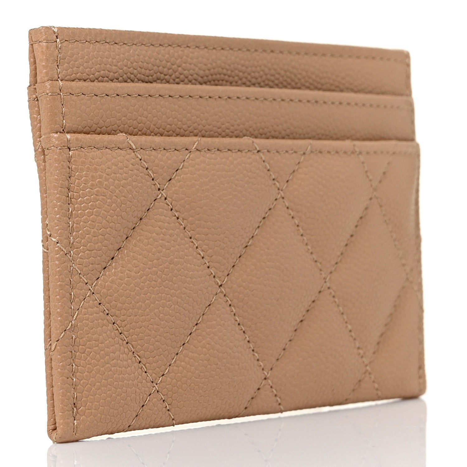 Chanel Caviar Quilted Crystal Card Holder Beige 3 of 11