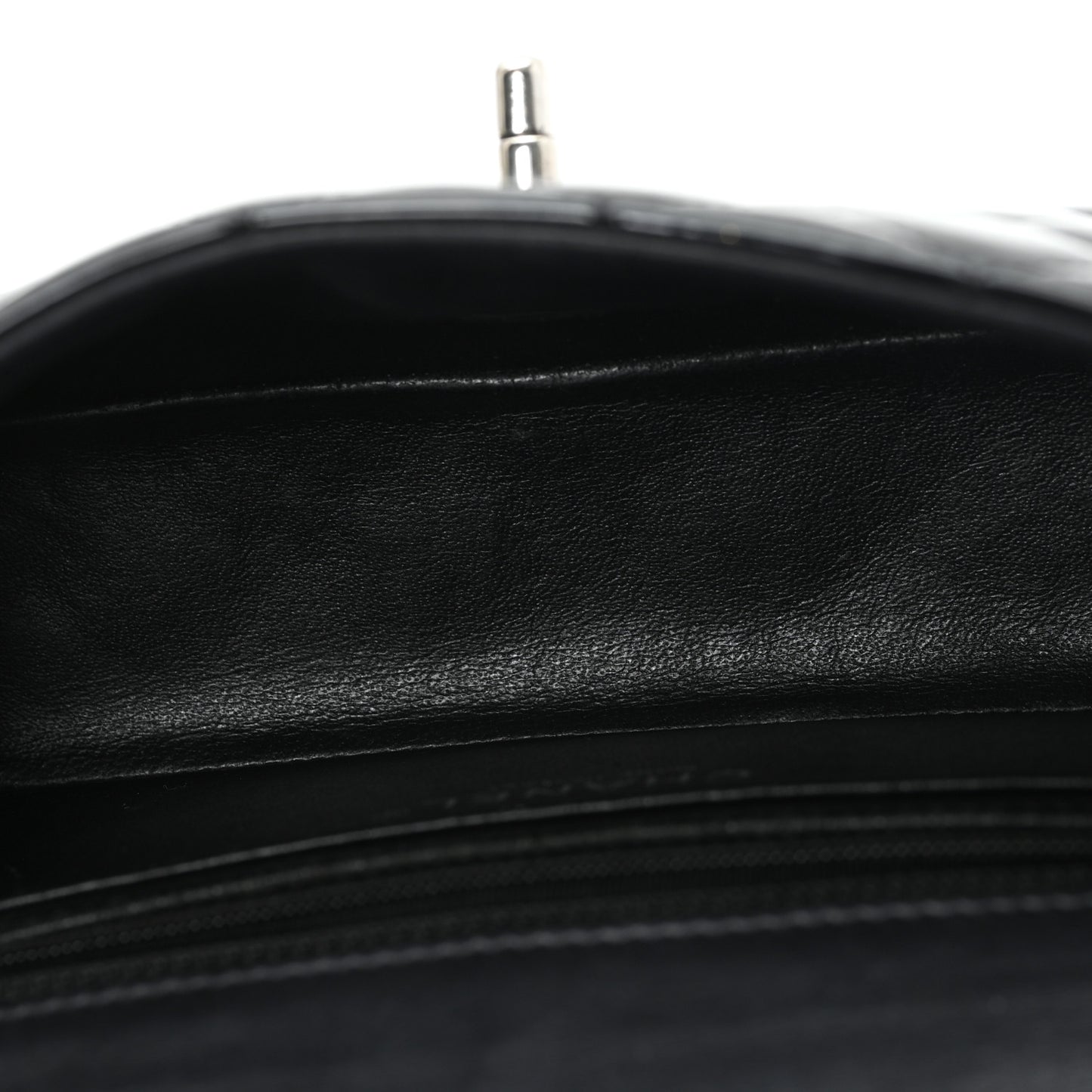 Patent Calfskin Quilted Mini Rectangular Flap Black