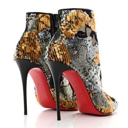 Christian Louboutin Kid Patchy Lace Sequin Gipsybootie 100 Ankle Boots 41 Black Multicolor 4 of 8