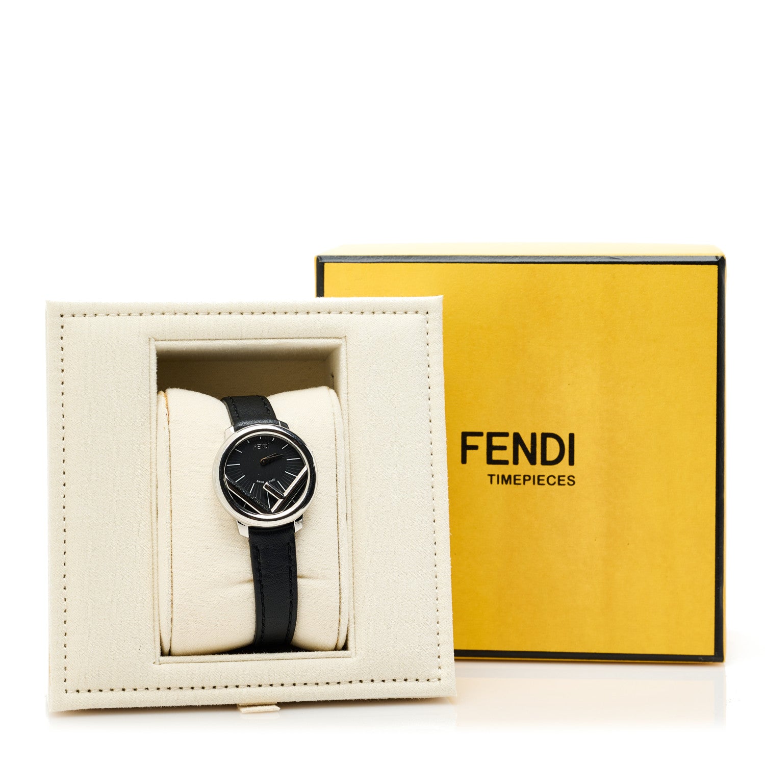 Fendi Stainless Steel Calfskin 28mm Run Away Quartz Watch Black 5 of 5