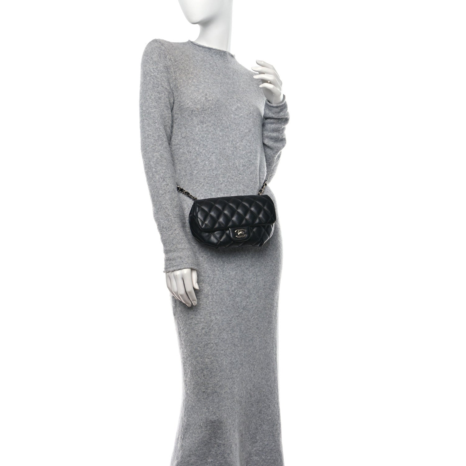 Chanel Calfskin Quilted CC Uniform Flap Belt Bag Black 2 of 10