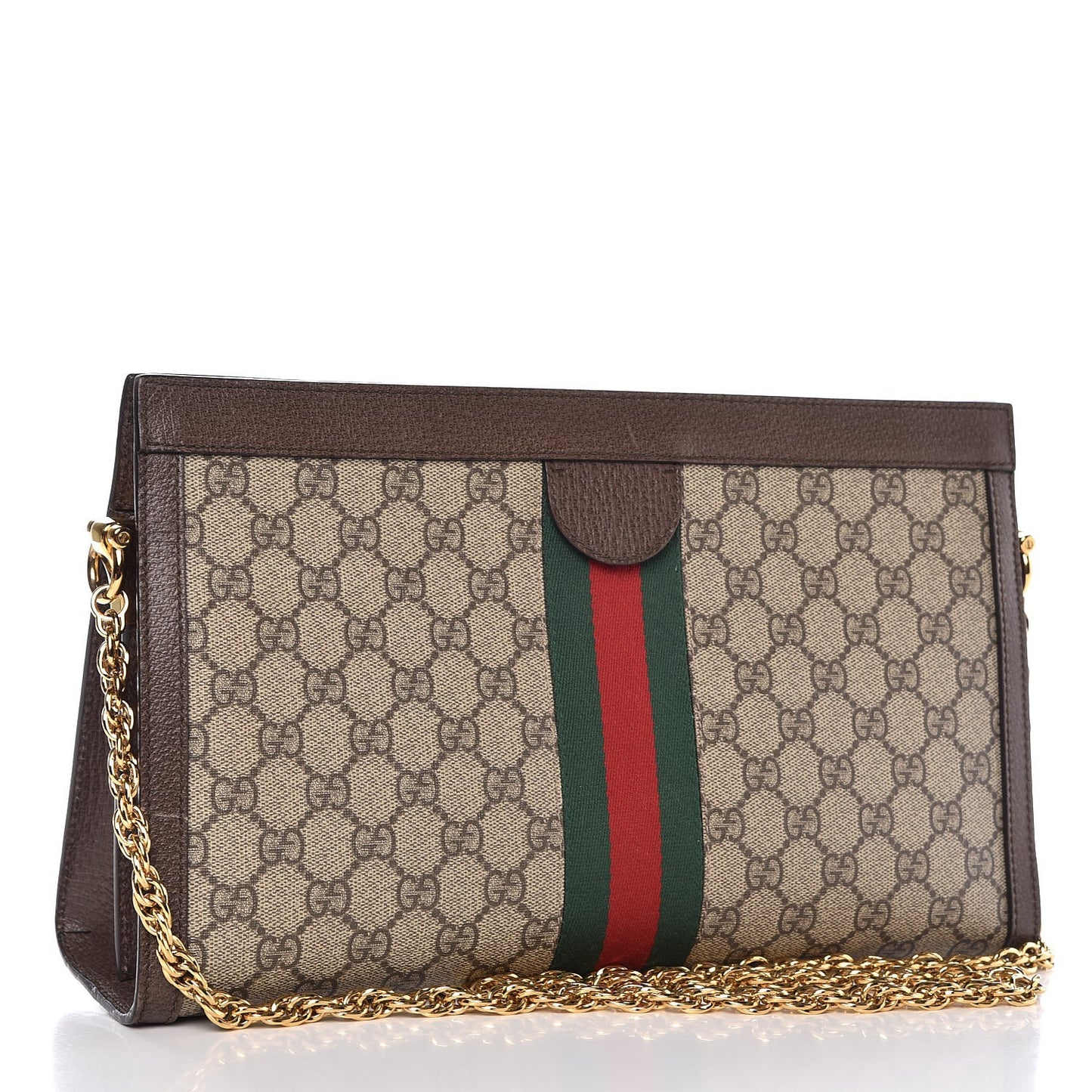 GG Supreme Monogram Web Medium Ophidia Chain Shoulder Bag Brown