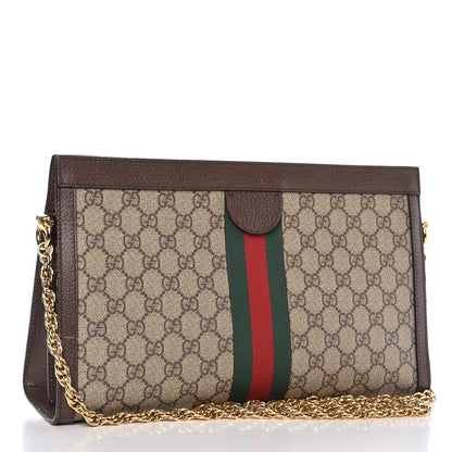 Gucci GG Supreme Monogram Web Medium Ophidia Chain Shoulder Bag Brown 3 of 9