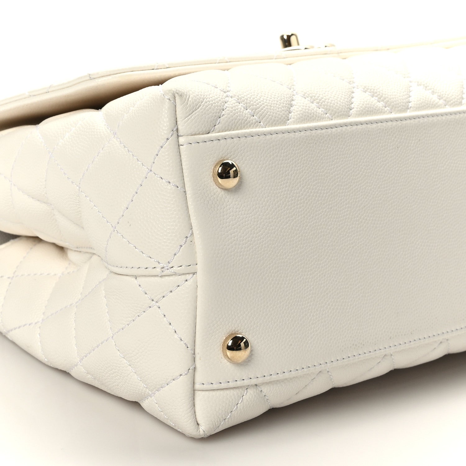 Chanel Caviar Quilted Small Coco Handle Flap White 8 of 10