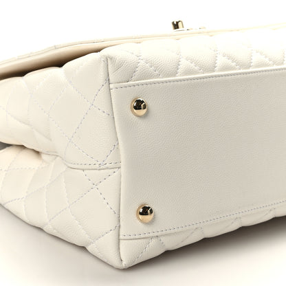 Chanel Caviar Quilted Small Coco Handle Flap White 8 of 10