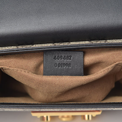 Gucci GG Supreme Monogram Calfskin Small Padlock Shoulder Bag Beige Black Cuir 7 of 12