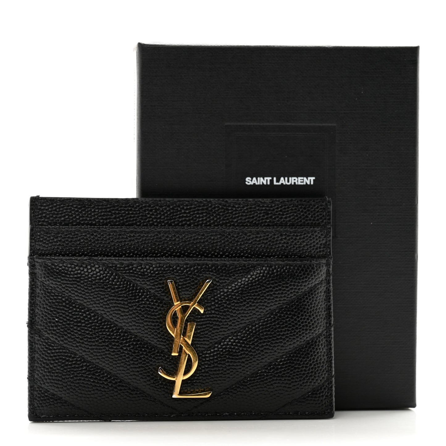 Grain De Poudre Matelasse Chevron Monogram Credit Card Case Black