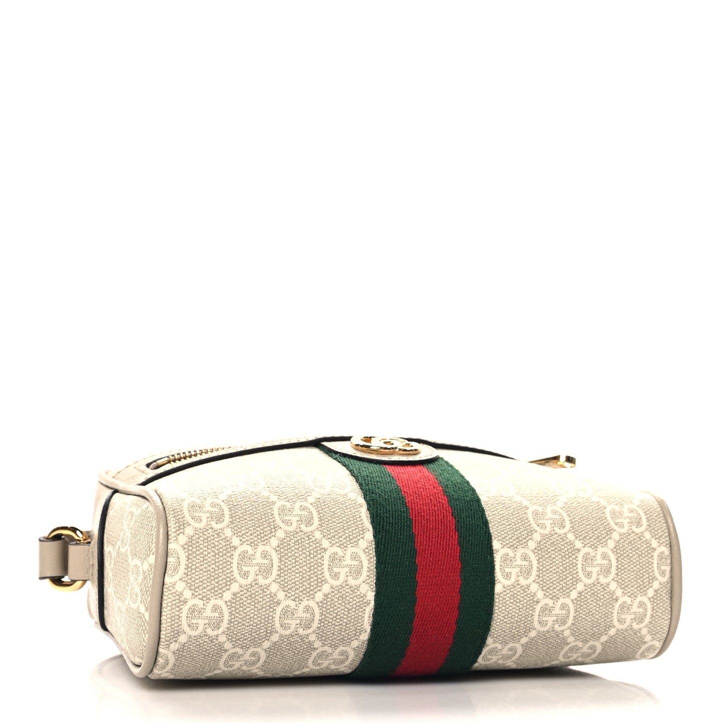 GG Supreme Monogram Textured Dollar Calfskin Mini Ophidia Shoulder Bag Beige Mystic White Oatmeal