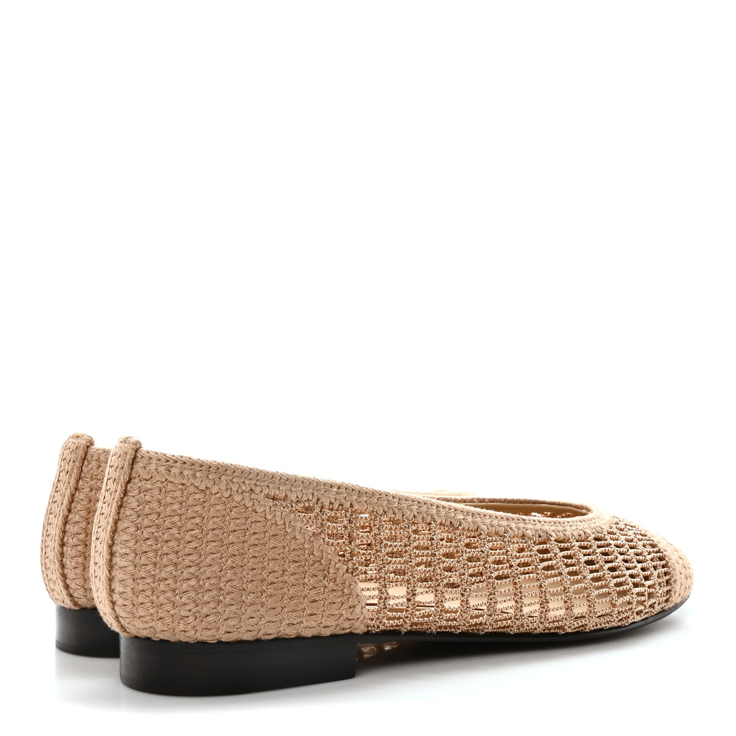Raffia Cap Toe Ballerina Flats 37.5 Dark Beige