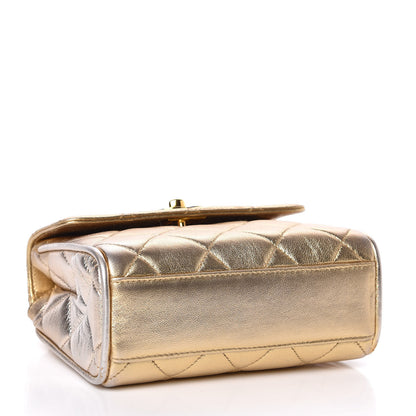 Chanel Metallic Lambskin Quilted Mini Square Flap Light Gold 4 of 10