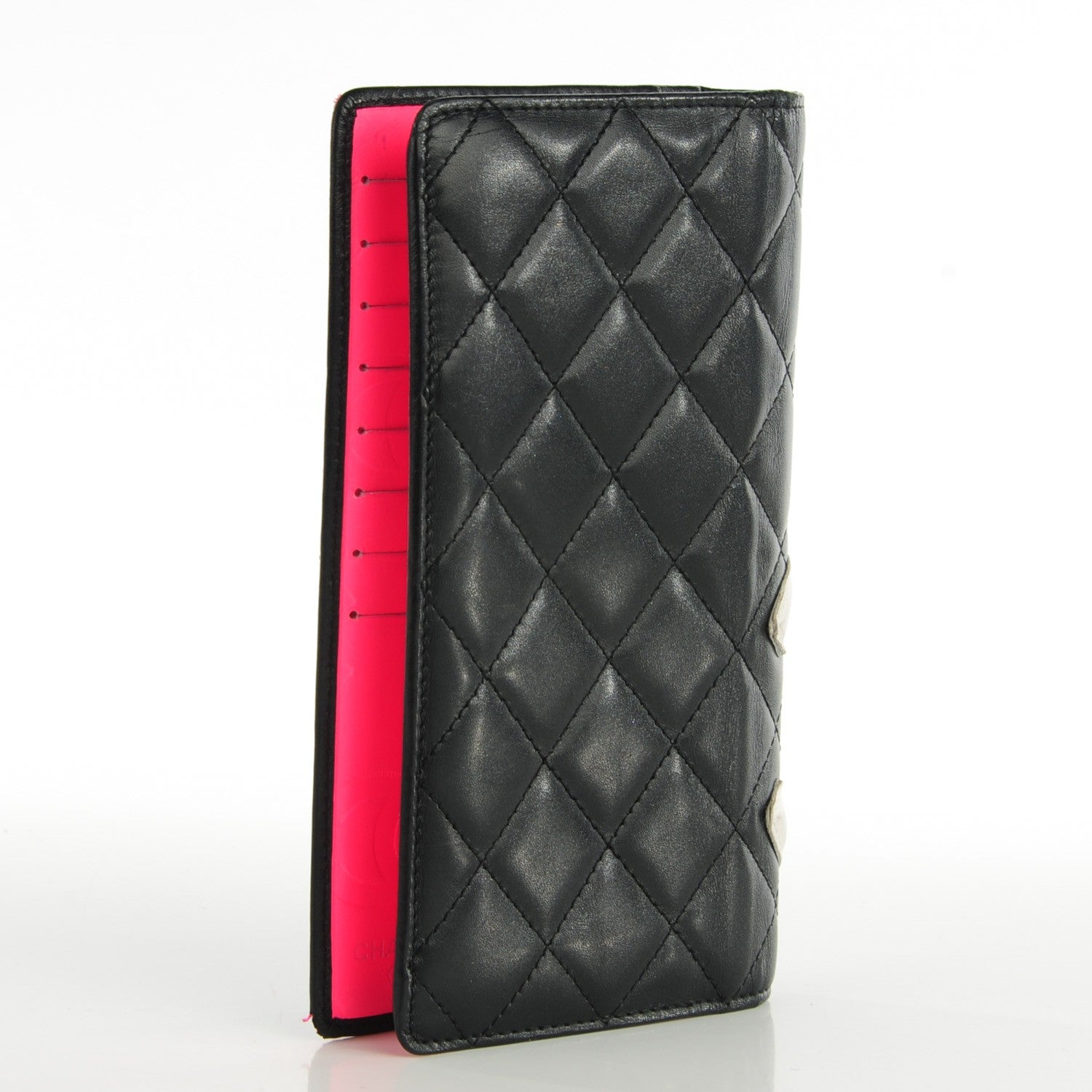 Chanel Calfskin Quilted Cambon Yen Wallet Black White 3 of 7