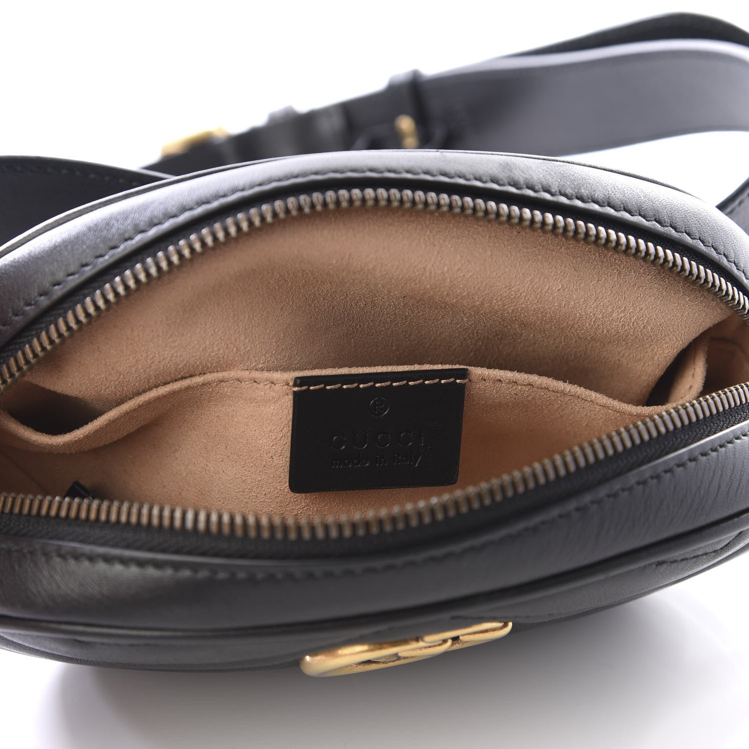 Gucci Calfskin Matelasse GG Marmont Belt Bag 85 34 Black 5 of 9