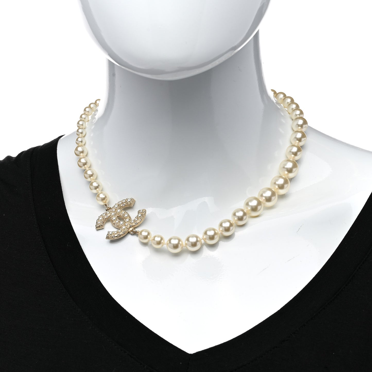 Pearl CC 100th Anniversary Necklace Light Gold