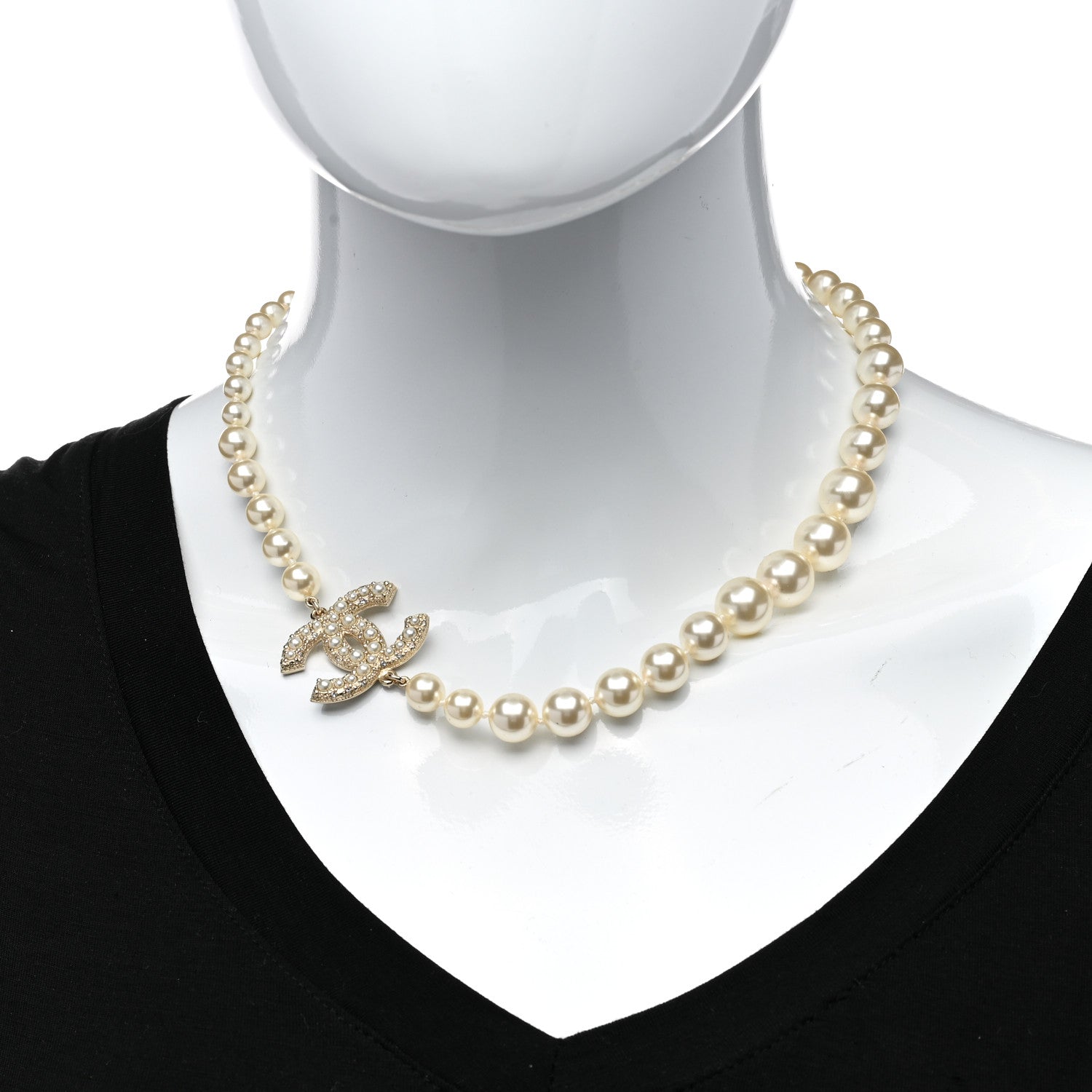 Chanel Pearl CC 100th Anniversary Necklace Light Gold 2 of 6
