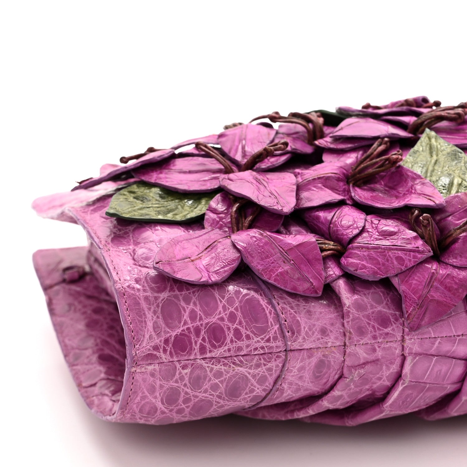 Nancy Gonzalez Crocodile Floral Clutch Pink 8 of 9