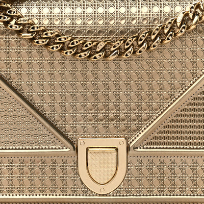 Christian Dior Metallic Patent Micro-Cannage Medium Diorama Flap Bag Gold 8 of 11