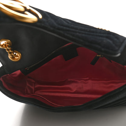Gucci Velvet Matelasse Medium GG Marmont Shoulder Bag Black 5 of 9