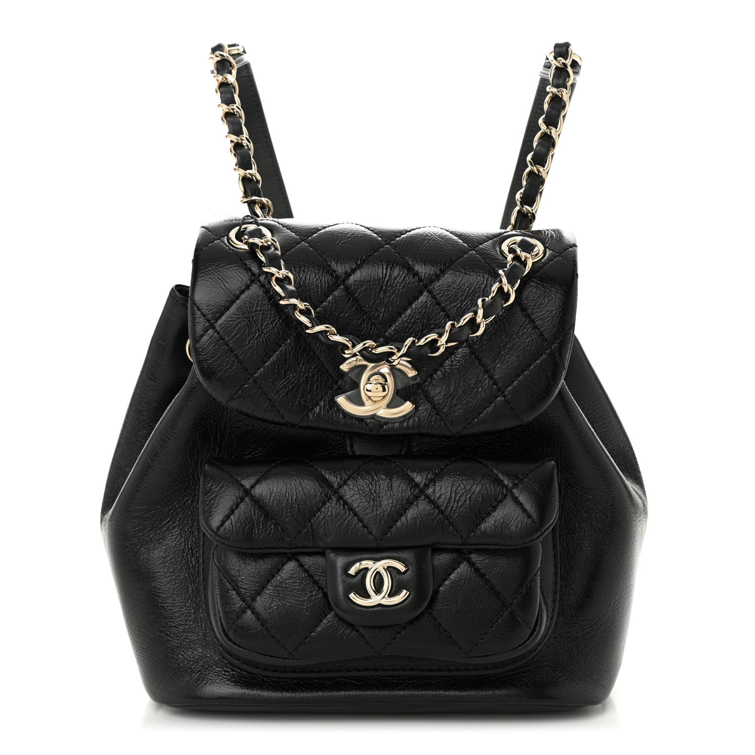 Chanel Glazed Aged Calfskin Quilted Small Duma Drawstring Backpack Black 1 of 11