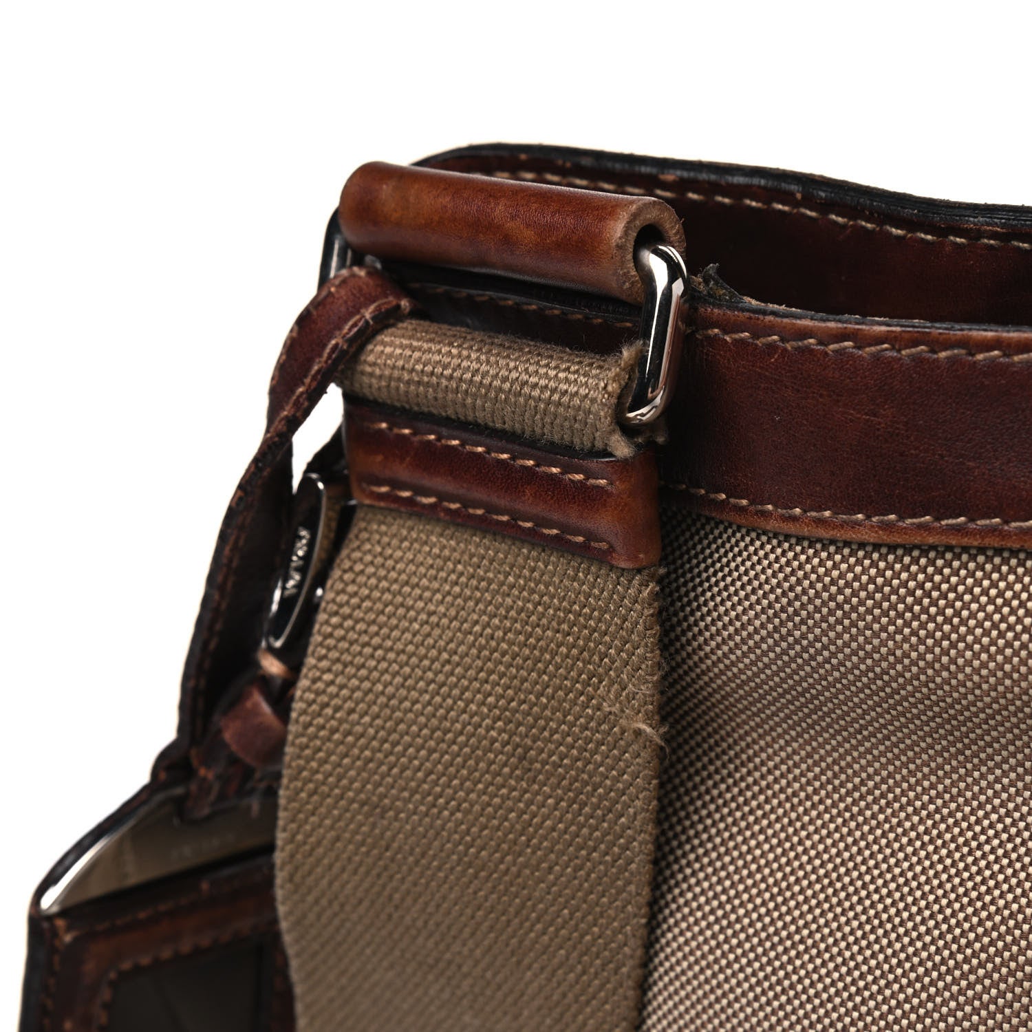 Prada Jacquard Logo Small Flat Messenger Bag Corda Bruciato 12 of 13