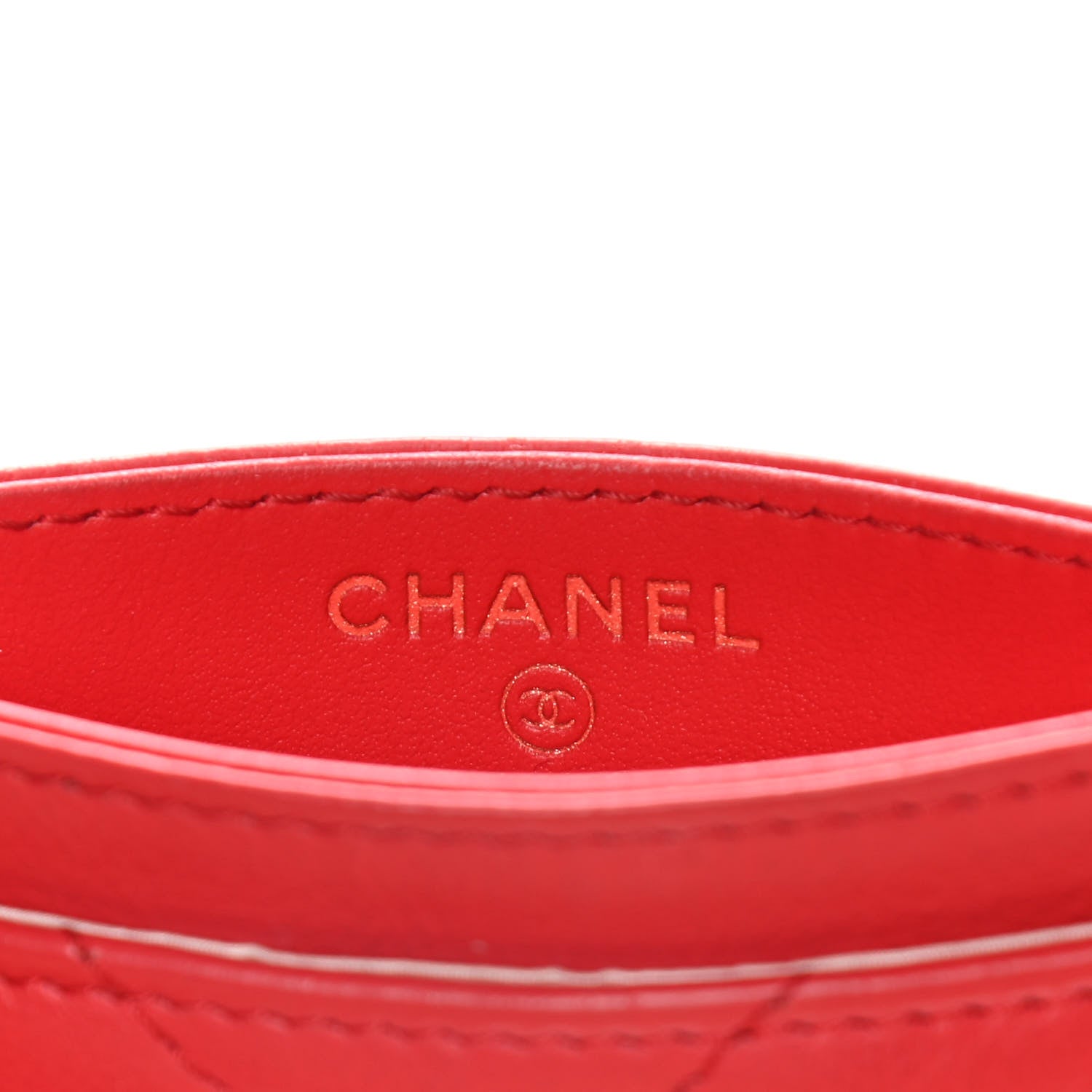 Chanel Sheepskin Chevron Quilted Reissue Card Holder Red 6 of 10