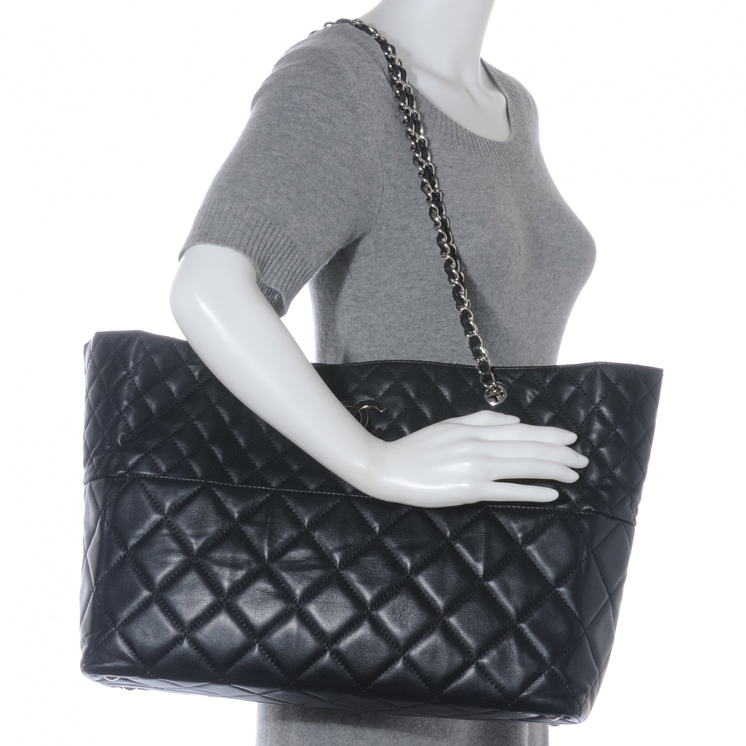 Chanel Calfskin Quilted In the Business Large Tote Black 2 of 7
