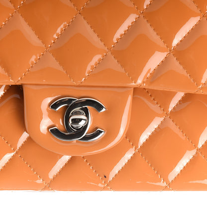 Chanel Patent Quilted Medium Double Flap Orange 10 of 10