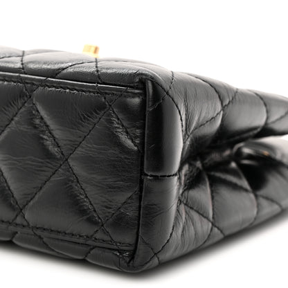 Chanel Shiny Aged Calfskin Quilted Nano Kelly Shopper Black 10 of 10