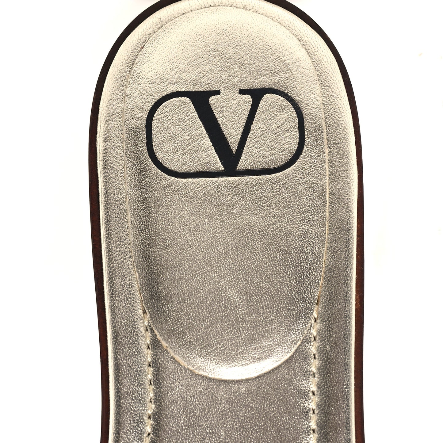 Metallic Laminated Nappa Woven Vlogo Flat Slide Sandals 38 Multicolor