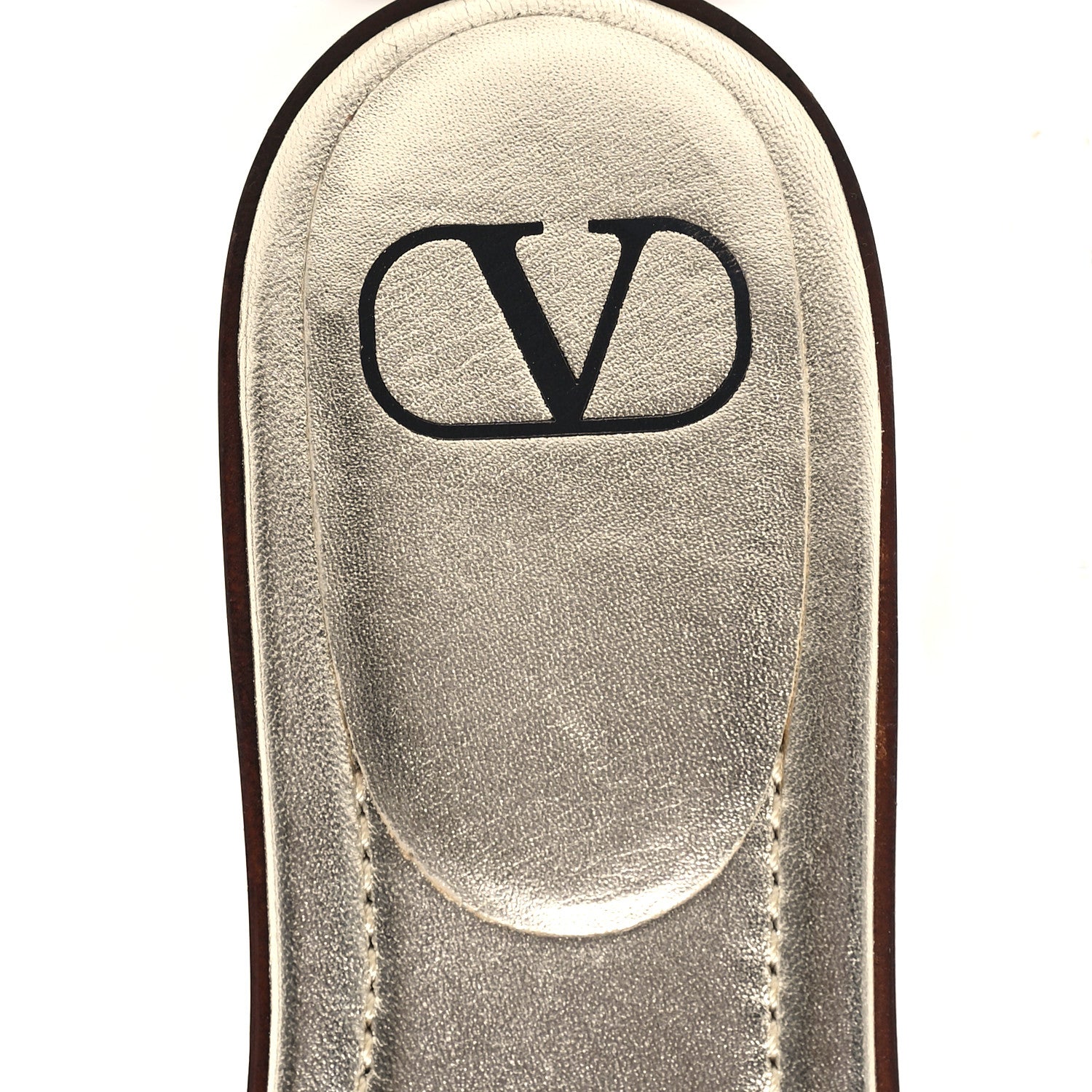 Valentino Garavani Metallic Laminated Nappa Woven Vlogo Flat Slide Sandals 38 Multicolor 8 of 9