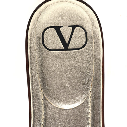 Valentino Garavani Metallic Laminated Nappa Woven Vlogo Flat Slide Sandals 38 Multicolor 8 of 9