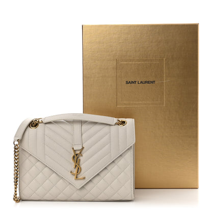 Saint Laurent Grain De Poudre Textured Mixed Matelasse Medium Triquilt Monogram Satchel Porcellana 12 of 12