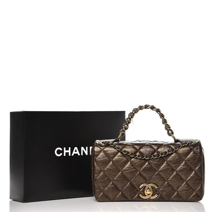 Chanel Aged Calfskin Quilted Small Pondichery Flap Dark Brown 8 of 8