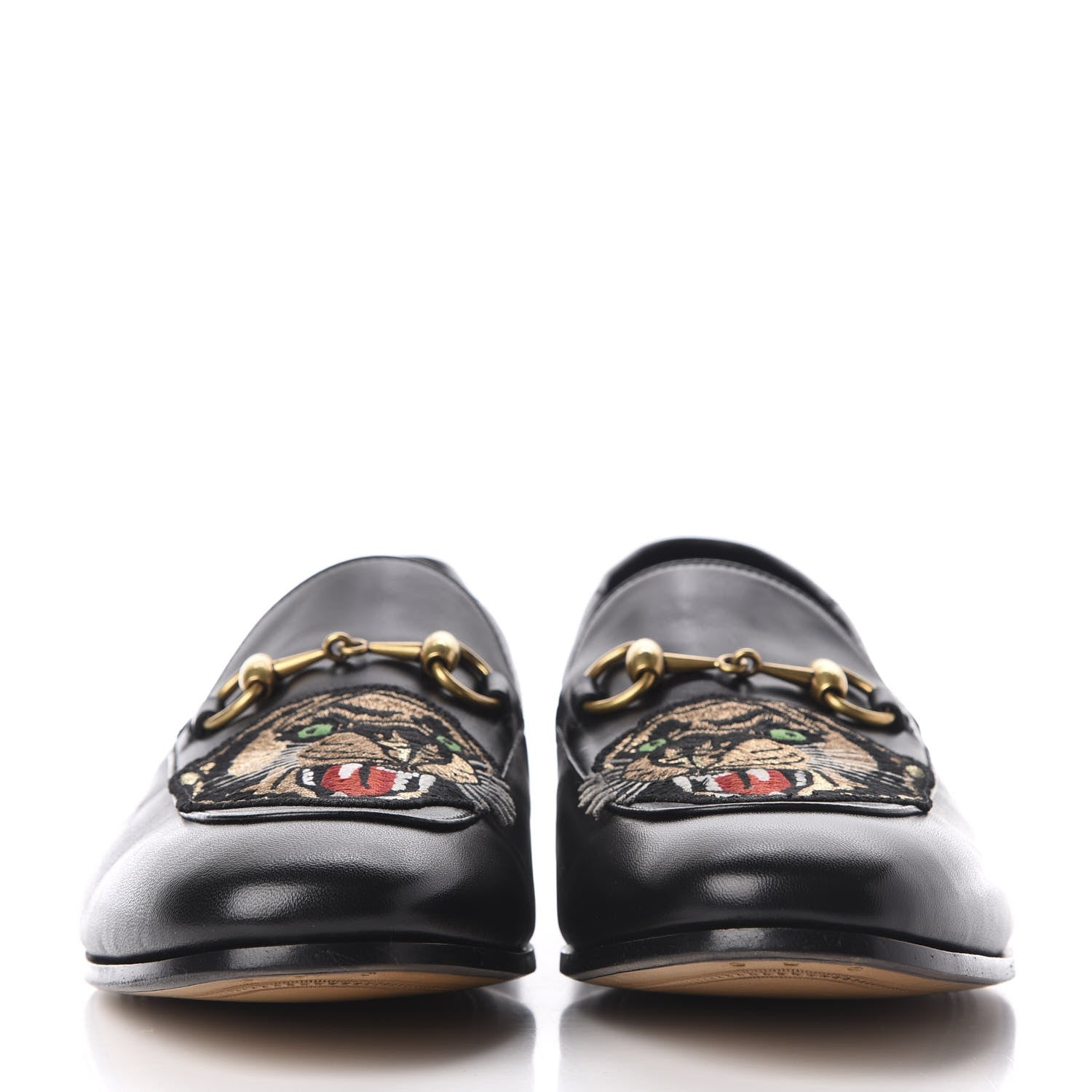 Gucci Goatskin Tiger Embroidered Mens Horsebit Loafers 9 Black 3 of 11
