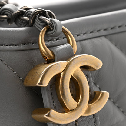 Chanel Aged Calfskin Chevron Quilted Small Gabrielle Hobo Grey 13 of 14