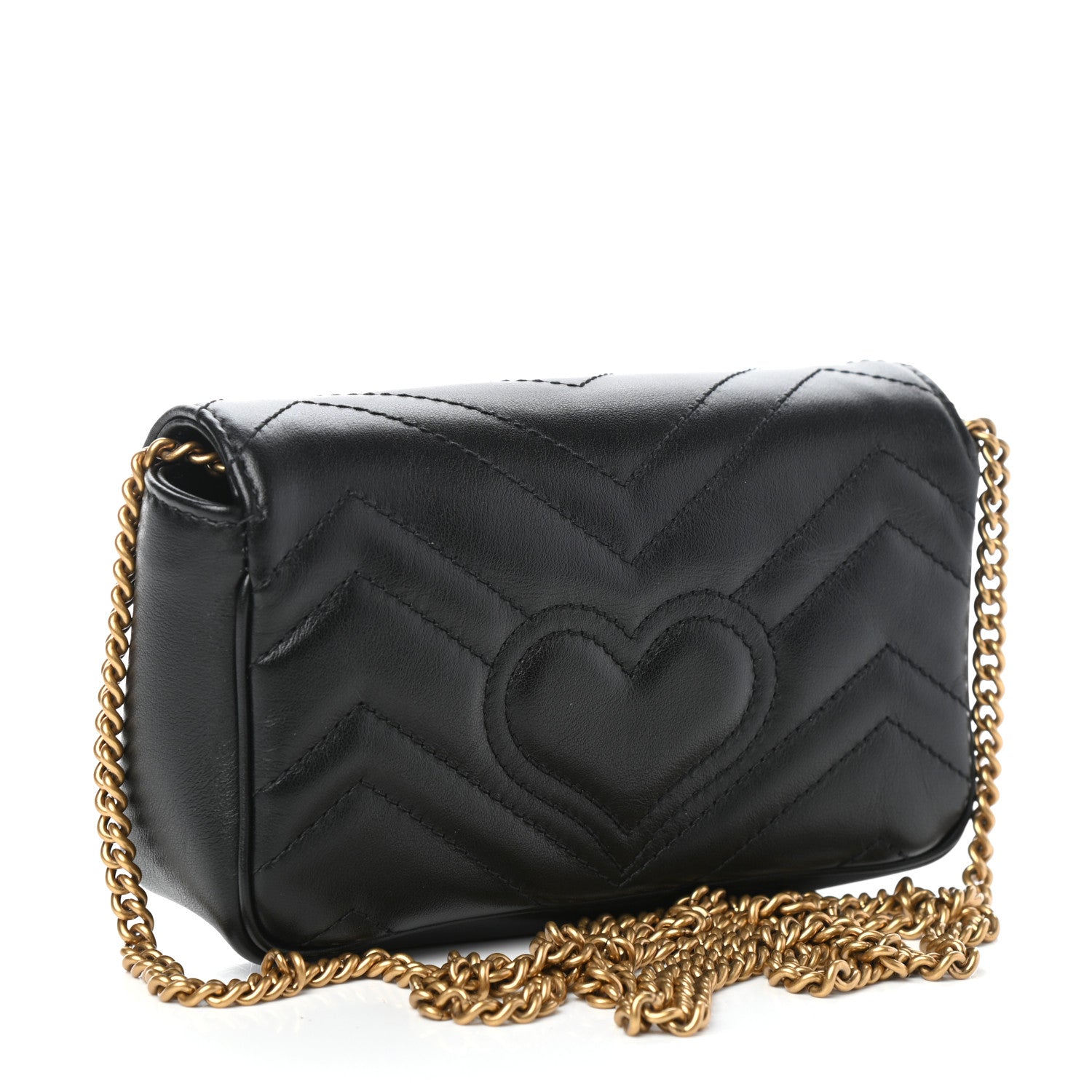 Gucci Calfskin Matelasse Super Mini GG Marmont Shoulder Bag Black 3 of 8