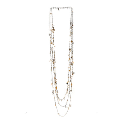 Chanel Pearl CC Charms Multi Strand Long Necklace Gold Silver 3 of 6