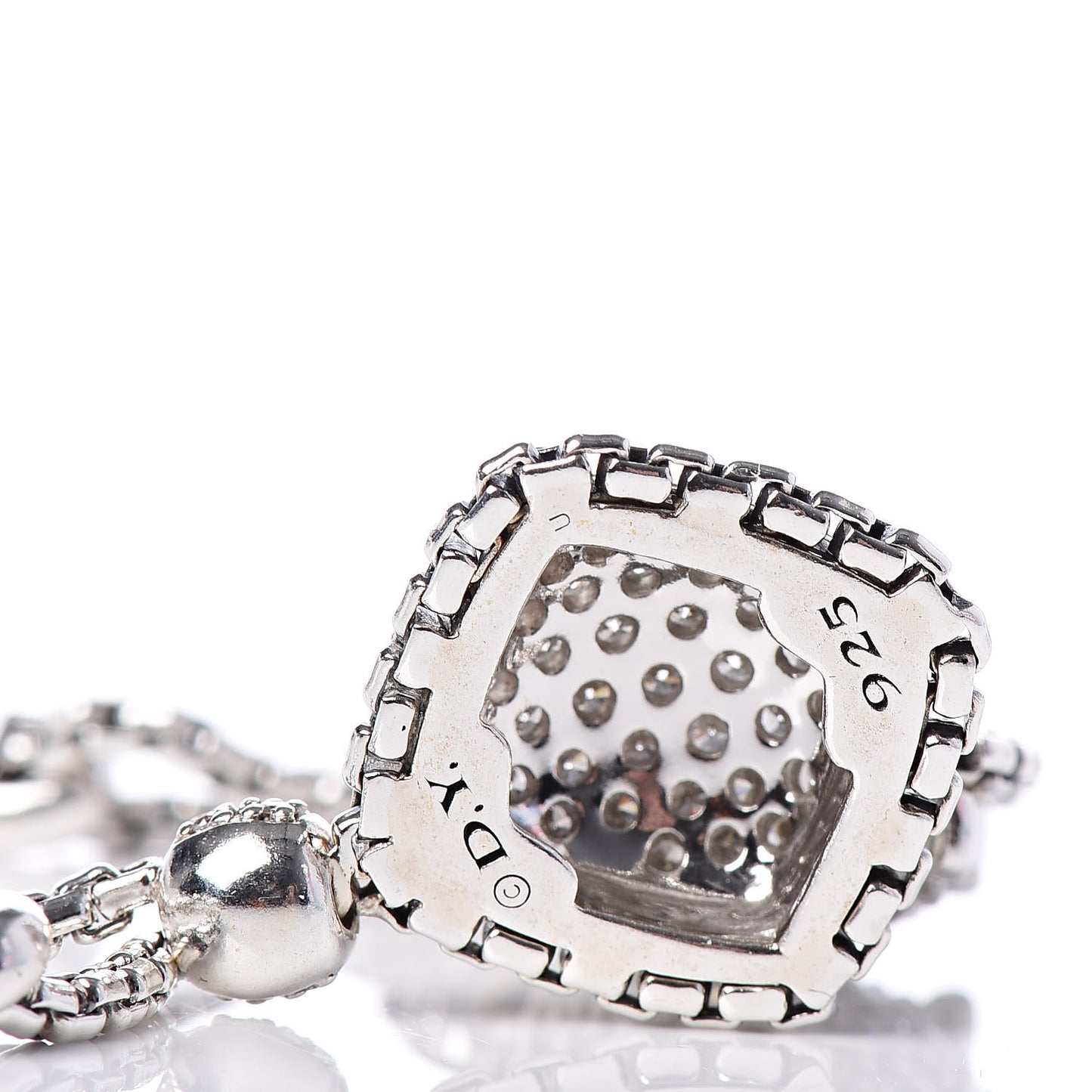 Sterling Silver Diamond Cushion On Point Drop Earrings