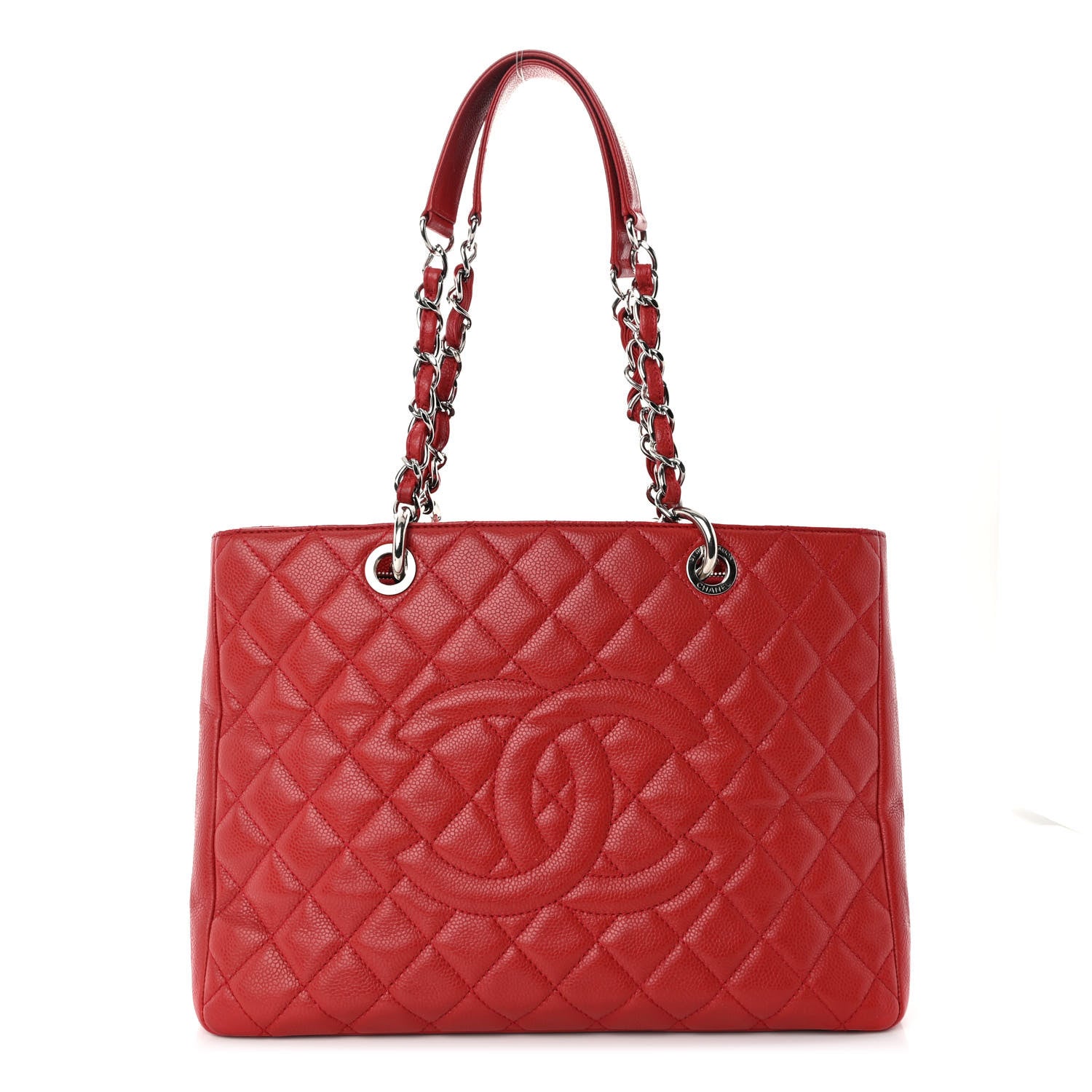 Chanel Caviar Quilted Grand Shopping Tote GST Red 1 of 10