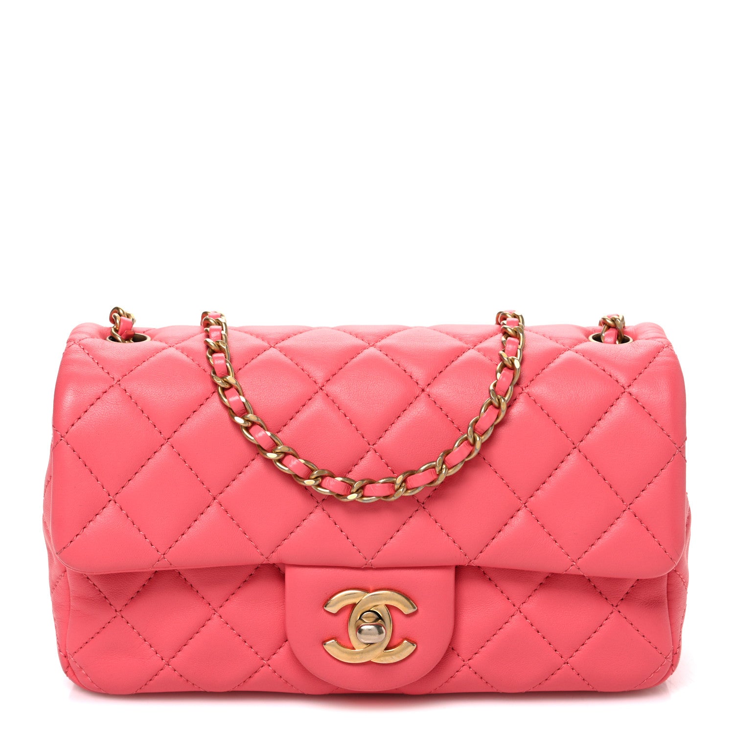 Chanel Lambskin Quilted Pearl Crush Mini Rectangular Flap Pink 1 of 10